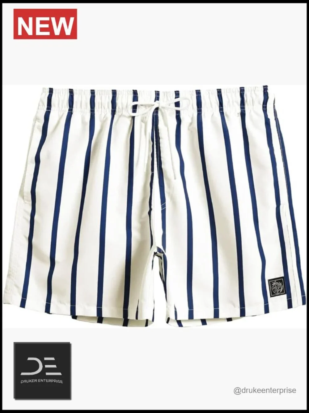 Men's Quick Dry Drawstring Print Beach Swim Trunks with Pockets